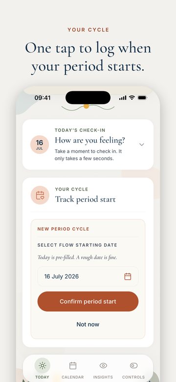 Store screenshot: logging a period start