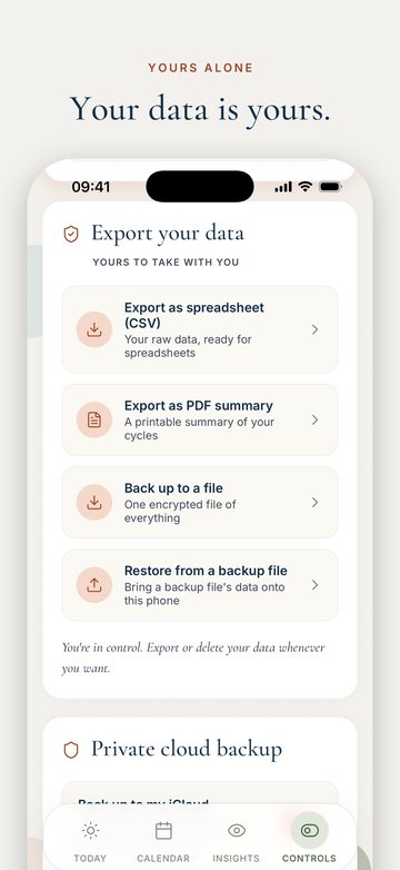 Store screenshot: export and backup